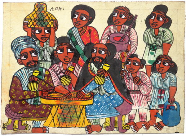エチオピアの牛皮紙絵(中)<アフリカの絵画
