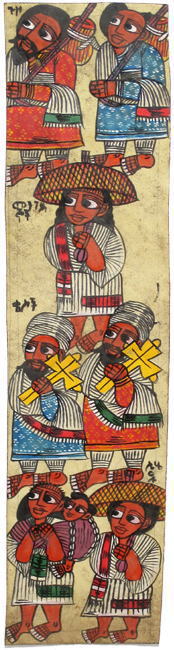 エチオピアの牛皮紙絵(縦長)<アフリカの絵画
