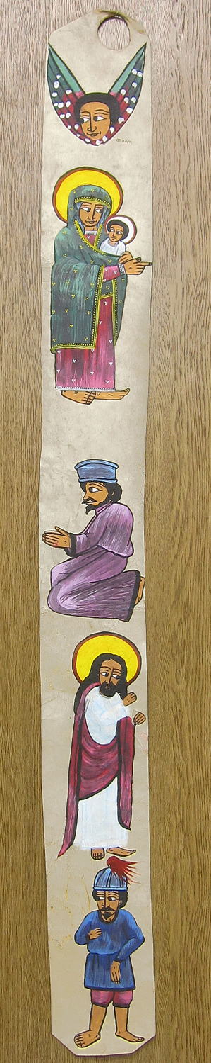 エチオピア正教イコン(縦長・牛革)・エチオピア<アフリカの絵画