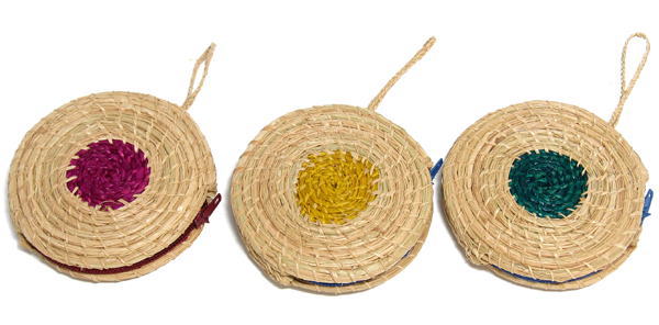 かご編み小銭入れ（丸）・トーゴ<アフリカのバッグ・袋物