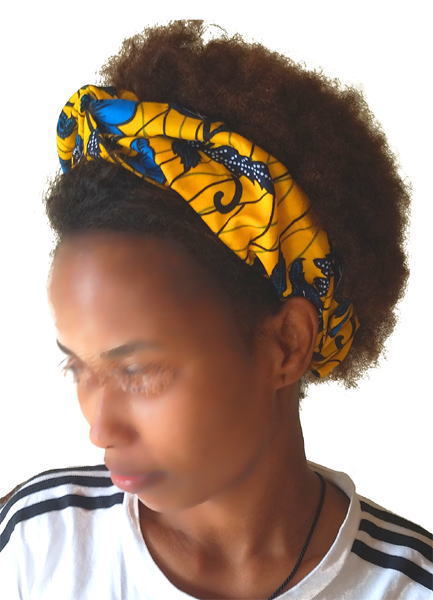パーニュ(アフリカンプリント)のクロスヘアバンド・トーゴ<アフリカのヘアアクセサリー