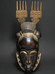 バウレのマスク・コートジボワール<アフリカの仮面(木彫り)