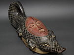 バウレのワニのマスク・コートジボワール＜アフリカの仮面(木彫り)：アフリカ雑貨アザライ