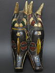 グロのザンブレのマスク(双面)・コートジボワール＜アフリカの仮面(木彫り)：アフリカ雑貨アザライ
