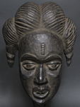 アナングのおさげ髪のマスク・ナイジェリア＜アフリカの仮面(木彫り)：アフリカ雑貨アザライ