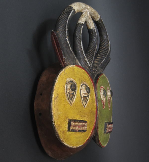 バウレのゴリ(プレプレ)のマスク(双面)・コートジボワール＜アフリカの仮面(木彫り)