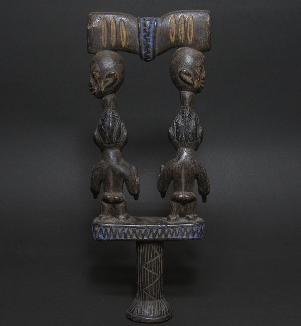 ヨルバの雷神シャンゴのダンスワンド・ナイジェリアorベナン<アフリカの木彫り祭具・民具