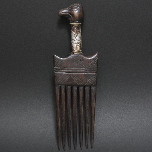 グロの木彫りの櫛/かんざし・コートジボワール<アフリカの木彫り民具