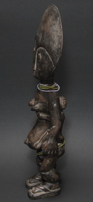 アシャンティのアクワバ人形（母子像・大）・ガーナ<アフリカの木彫り像