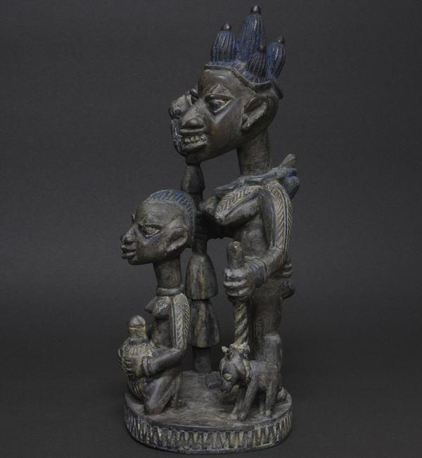 ヨルバの高貴な女性と侍女の像・ナイジェリアorベナン<アフリカの木彫り像