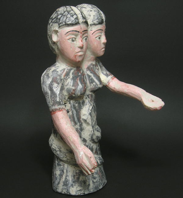 エウェの双頭のマミワタ像・トーゴ<アフリカの木彫り像