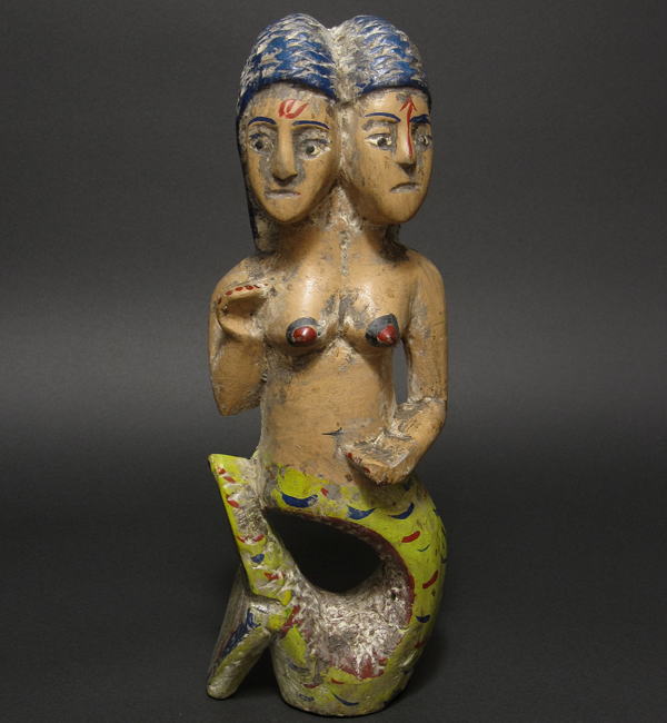 エウェのマミワタ像(双頭の人魚)・トーゴ<アフリカの木彫り像