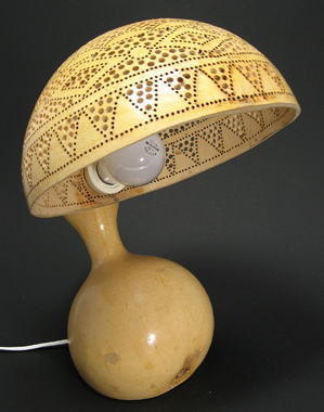 アフリカのひょうたん雑貨　ひょうたんランプ(中)　ニジェール