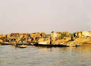 ニジェール河内陸デルタの小さな漁村（マリ）