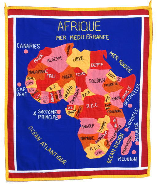 ベナンアップリケ（アフリカ地図・中）・フォン<アフリカの布