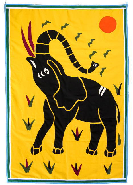 ベナンアップリケ（象・大）・フォン<アフリカの布