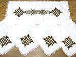 刺繍入りテーブルセンター・ランチョンマットセット・エチオピア<アフリカの布