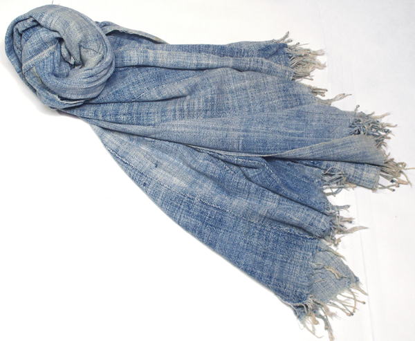 アフリカブルキナファソアンティーク藍染め手織りブランケット-