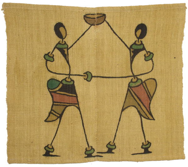 泥染め・草木染めの布絵(中)<アフリカの染め布：アフリカ雑貨